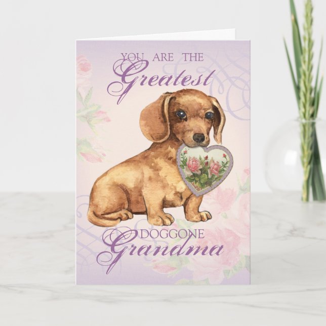 Dachshund Heart Grandma Kort (Framsida)