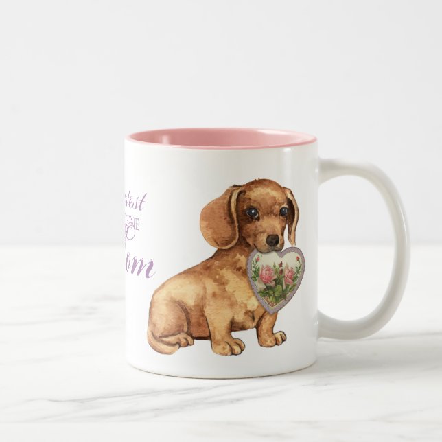 Dachshund Heart Mamma Två-Tonad Mugg (Höger)