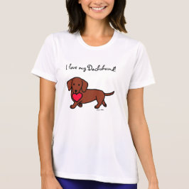 Dachshund Heart Valentine Tecknad Tshirt Tee