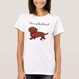 Dachshund Heart Valentine Tecknad Tshirt Tee