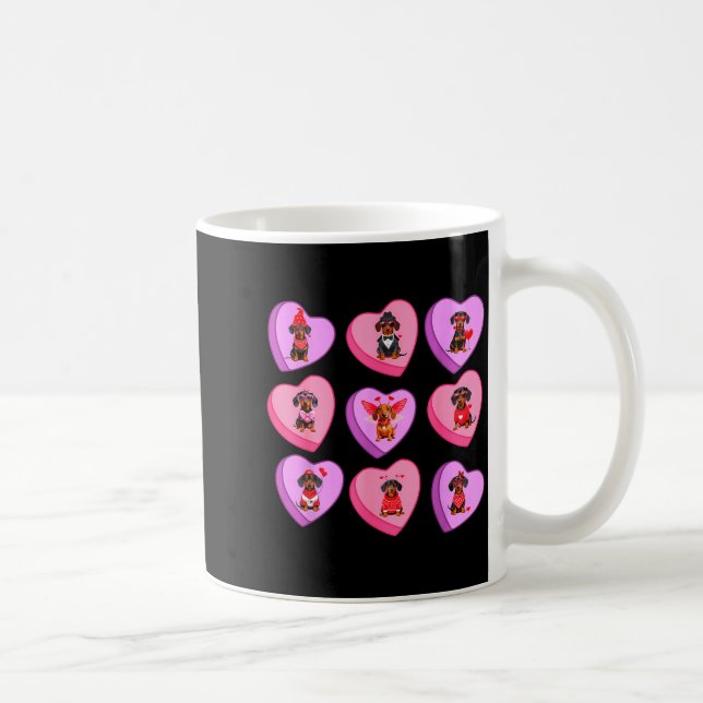 Dachshund Hearts Candy Valentines Weiner Dog Pet L Kaffemugg (Höger)