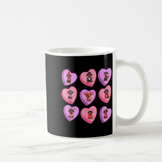 Dachshund Hearts Candy Valentines Weiner Dog Pet L Kaffemugg (Höger)