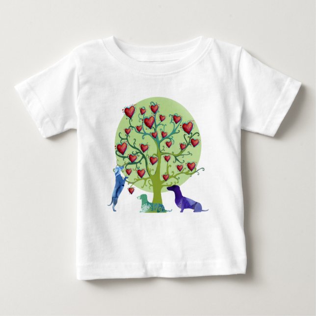 Dachshund Hearts Garden Art Bra Jersey T-Shirt (Framsida)