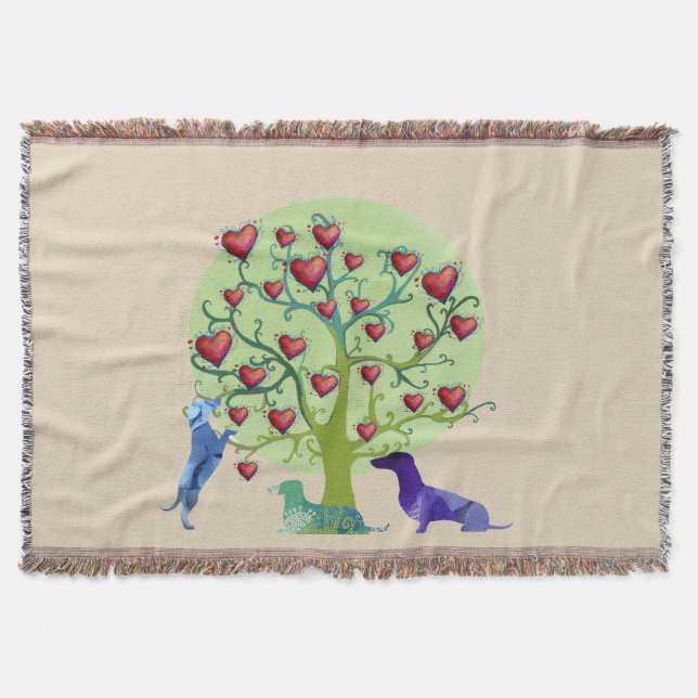 Dachshund Hearts Garden Throw Blanket Mysfilt (Framsidan)