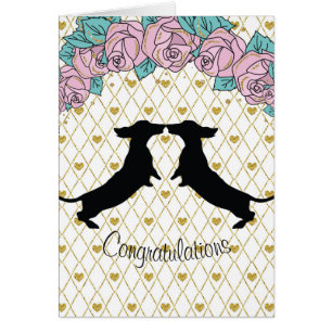 Dachshund Hearts Ro Grattiss Card Hälsningskort