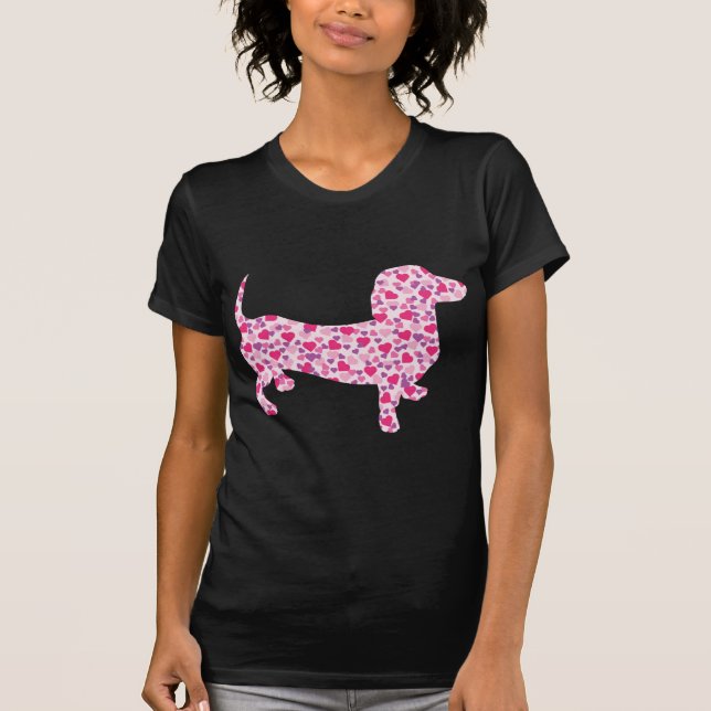 Dachshund Hearts T-shirt (Framsida)