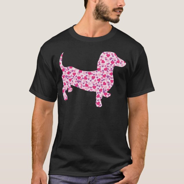 Dachshund Hearts T Shirt (Framsida)