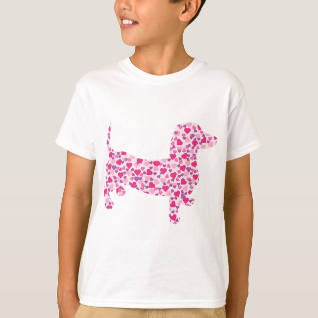 Dachshund Hearts Tee Shirt (Framsida)