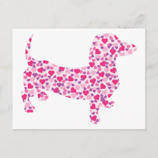 Dachshund Hearts Vykort