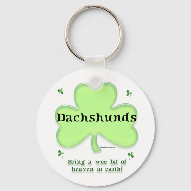 Dachshund Heaven, St. Patrick's day Dachshund Nyckelring (Framsida)