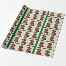 Dachshund Helgdag Gift Wrap, Vintage God jul. Presentpapper