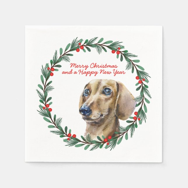 Dachshund Helgdag God Personlig jul Pappersservett (Framsidan)