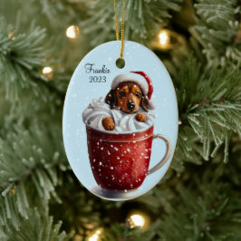 Dachshund Hett Cocoa-jul Julgransprydnad Keramik