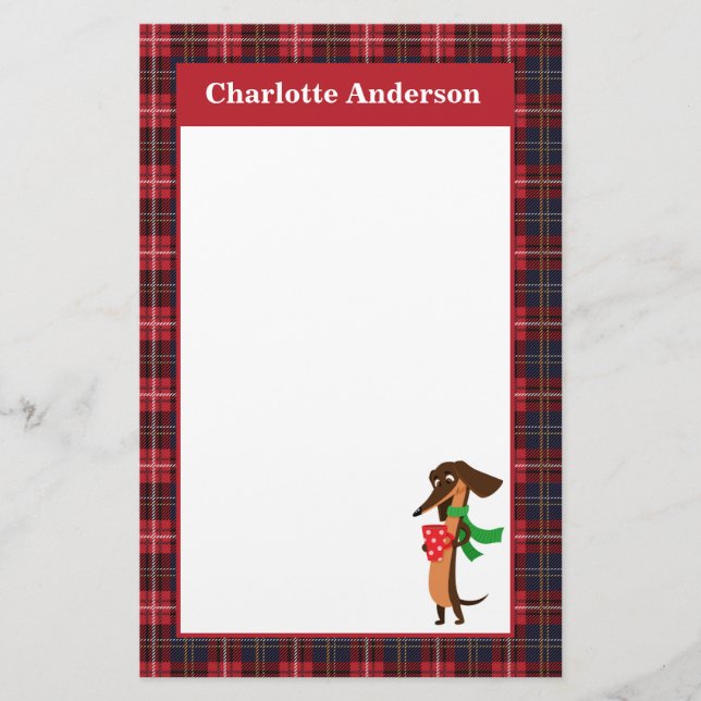 Dachshund, Hett Cocoa Red Play Stationery Brevpapper (Framsida)