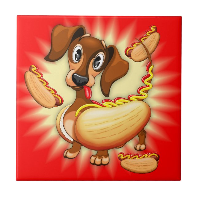 Dachshund Hett Hund Kakelplatta (Framsidan)