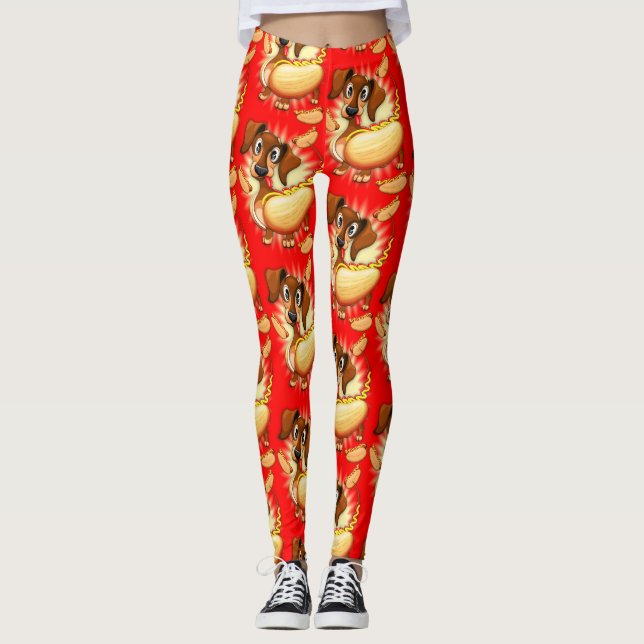 Dachshund Hett Hund Leggings (Framsida)