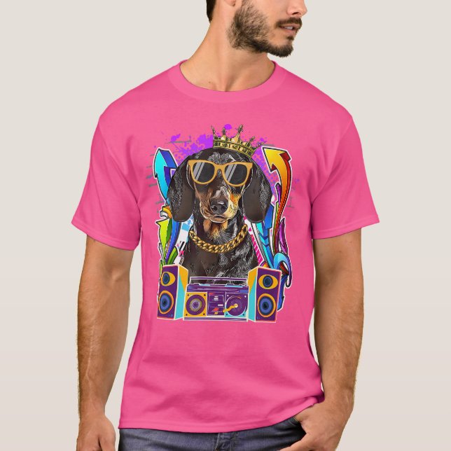 Dachshund Hip hop 90S Rap Music T Shirt (Framsida)
