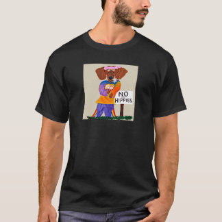 Dachshund Hippie vid skylt som förbjuder hippies T Shirt