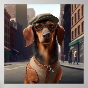 Dachshund Hipster Hund Poster