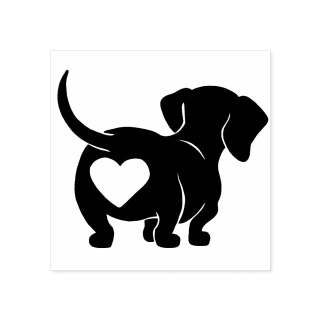 Dachshund Hjärtbotten Trä Art Stämpel (Tryck)