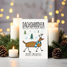 Dachshund Hjort jul Cheer Funny Julkort