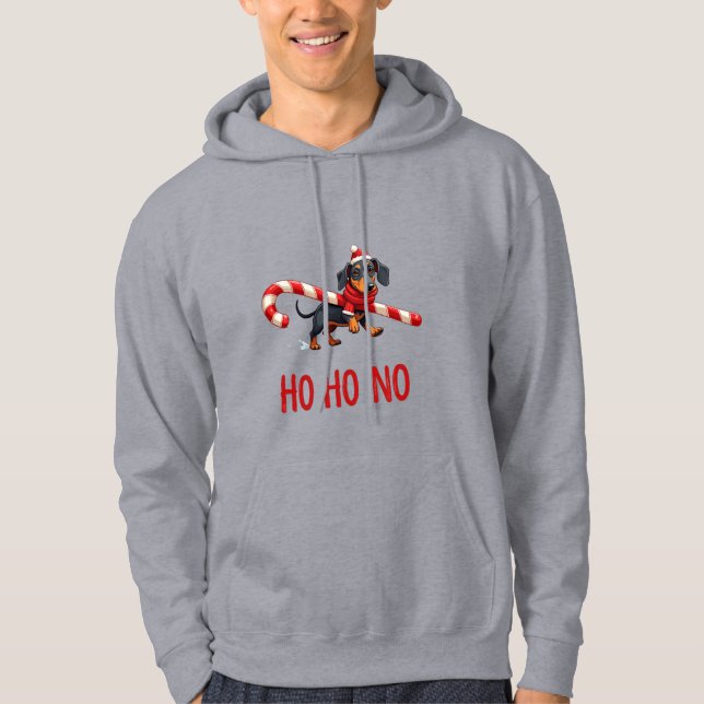 Dachshund Ho Ho No Funny Christmas Hoodie (Framsida)