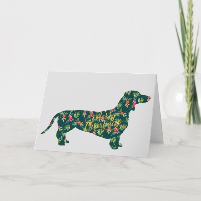 Dachshund Holly Jolly jul Kort (Framsida)