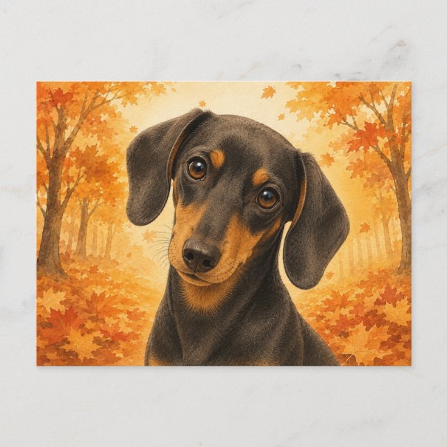Dachshund Höst Skog Hund Vykort (Framsida)