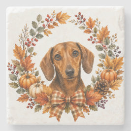 Dachshund Höstkrans Coaster Stenunderlägg