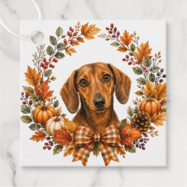 Dachshund Höstkrans Gåvor Etiketter