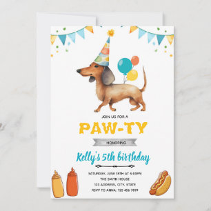 Dachshund Hotdog-partiinbjudan Inbjudningar