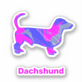 Dachshund Hound Shock rosa & Blue Vinyl Sticker Klistermärken