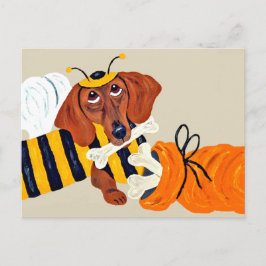 Dachshund Humla med hundgodis Vykort