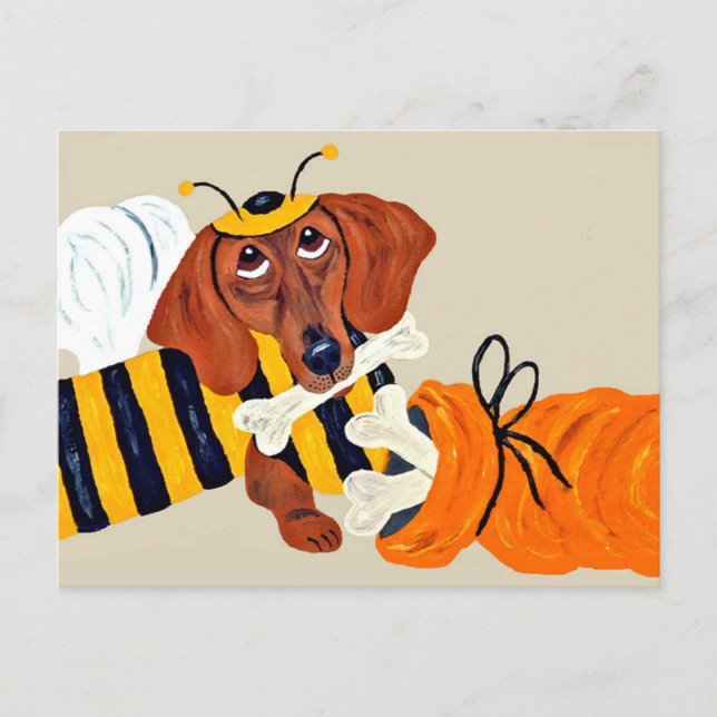 Dachshund Humla med hundgodis Vykort (Framsida)