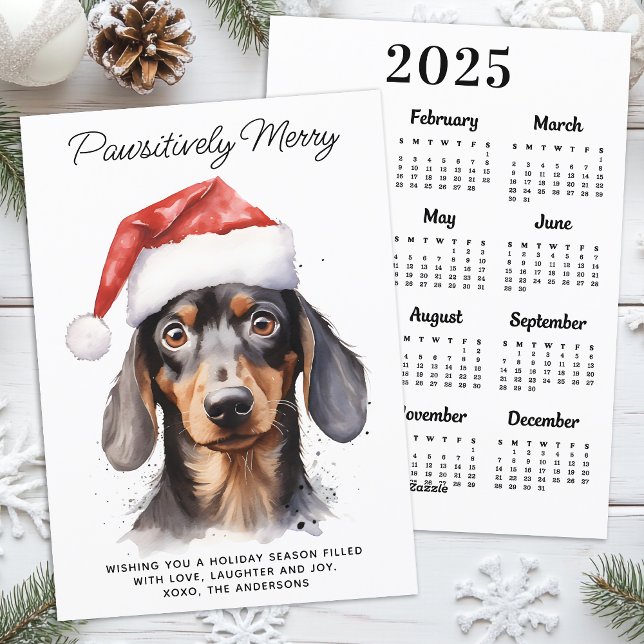 Dachshund Hund 2025 Calendar Cute God jul Julkort (Skapare uppladdad)