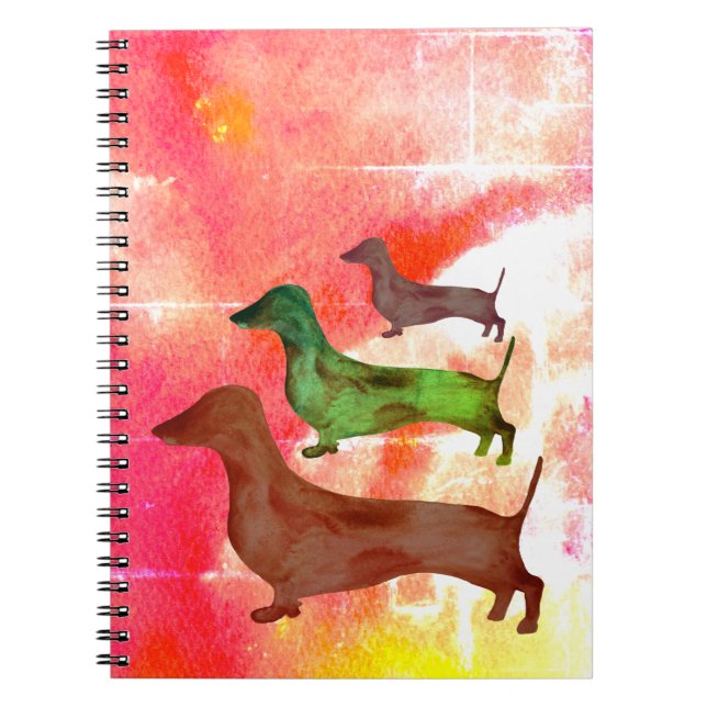 Dachshund Hund Abstrakt Art Illustration - bärbar  Anteckningsbok Med Spiral (Framsidan)