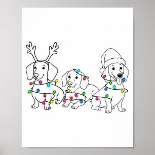 Dachshund Hund Älskar Jul Belysning Xmas Doxie Mam Poster