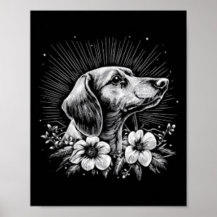 Dachshund Hund älskare Retro Stil Tattoo Poster