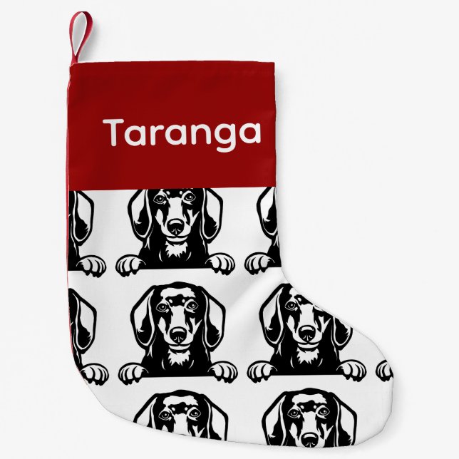 Dachshund-hund Anpassade hund socklar - Sätt Y Liten Julstrumpa (Framsidan)