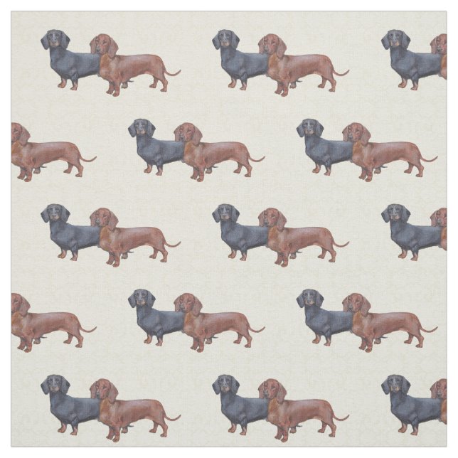 Dachshund Hund Art Fabric Tyg (Provkarta)