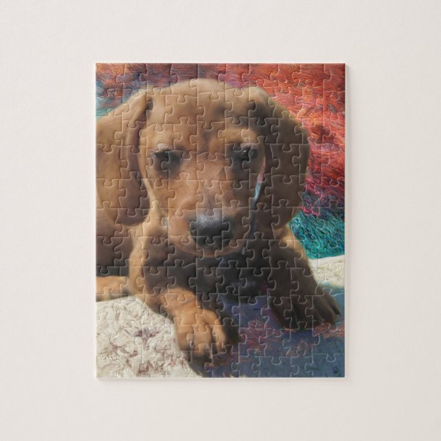 Dachshund - Hund Art - Målning - Pet Porträtt Pussel (Vertikal)