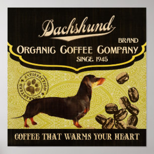 Dachshund Hund Art Poster- Organic Coffee Company Poster