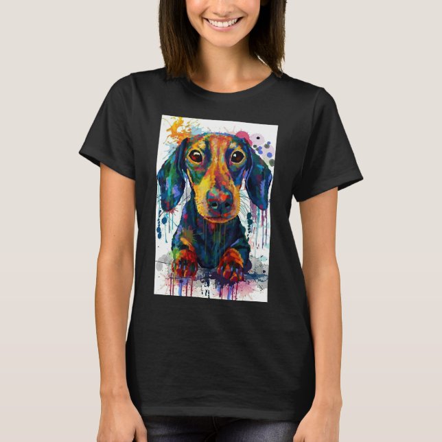 Dachshund Hund Art T Shirt (Framsida)