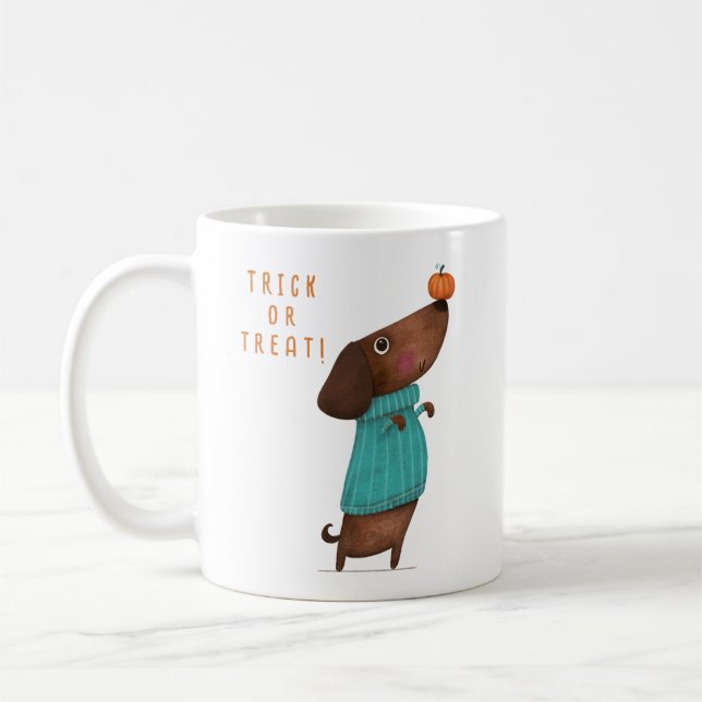 Dachshund Hund Autumn Halloween Fall Kaffemugg (Vänster)