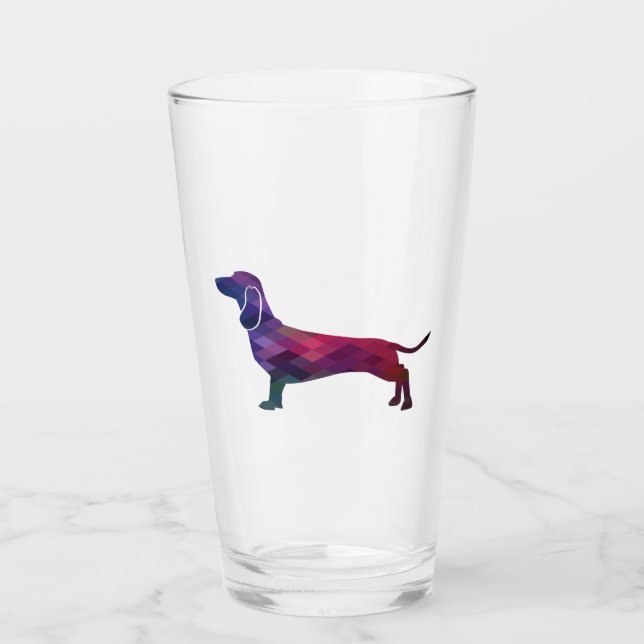 Dachshund Hund aveln Geo Silhouette Lila Glaskopp (Framsida)