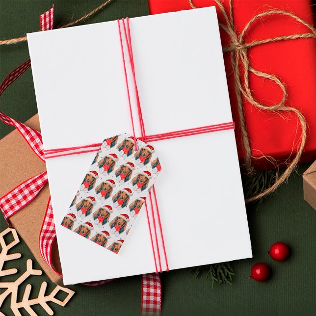 Dachshund Hund aveln jul Presentetikett (Skapare uppladdad)