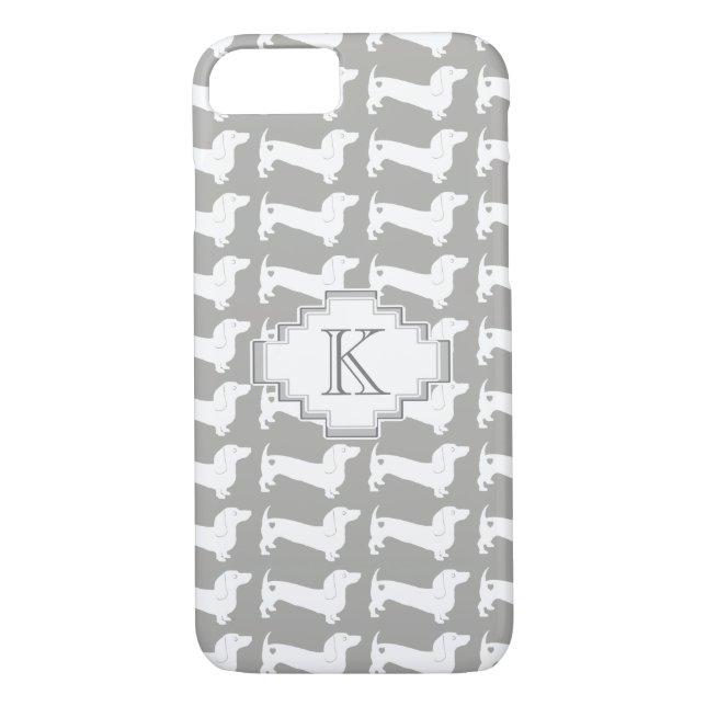 Dachshund Hund aveln Mönster Monogram Case-Mate iPhone Skal (Baksida)