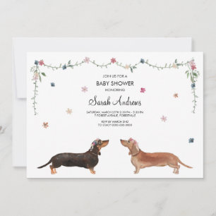 Dachshund Hund Baby Shower Card Inbjudningar