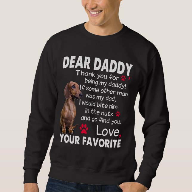 Dachshund Hund Bäste pappa Funny Dachshund Pappa Q Lång Ärmad Tröja (Framsida)