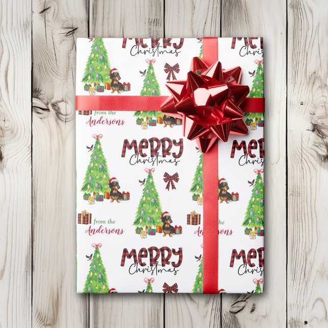 Dachshund Hund, Bird och Julgran Presentpapper (Skapare uppladdad)